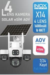 INOX-X14 4LENS 3.6mm  ESİM SOLAR KAMERA 4G   3+3+3+3MP Ses algılama 20Mt Solar Panel+ Dahili Batarya - 2